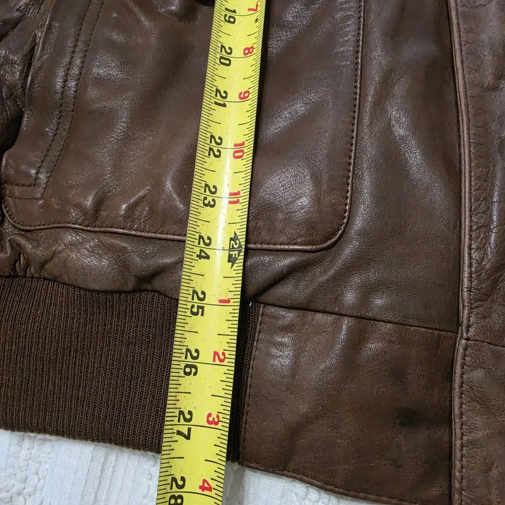 Vintage Reed Mens Leather Aviator Flight A2 Bomber Jacket Size L World Map Lined